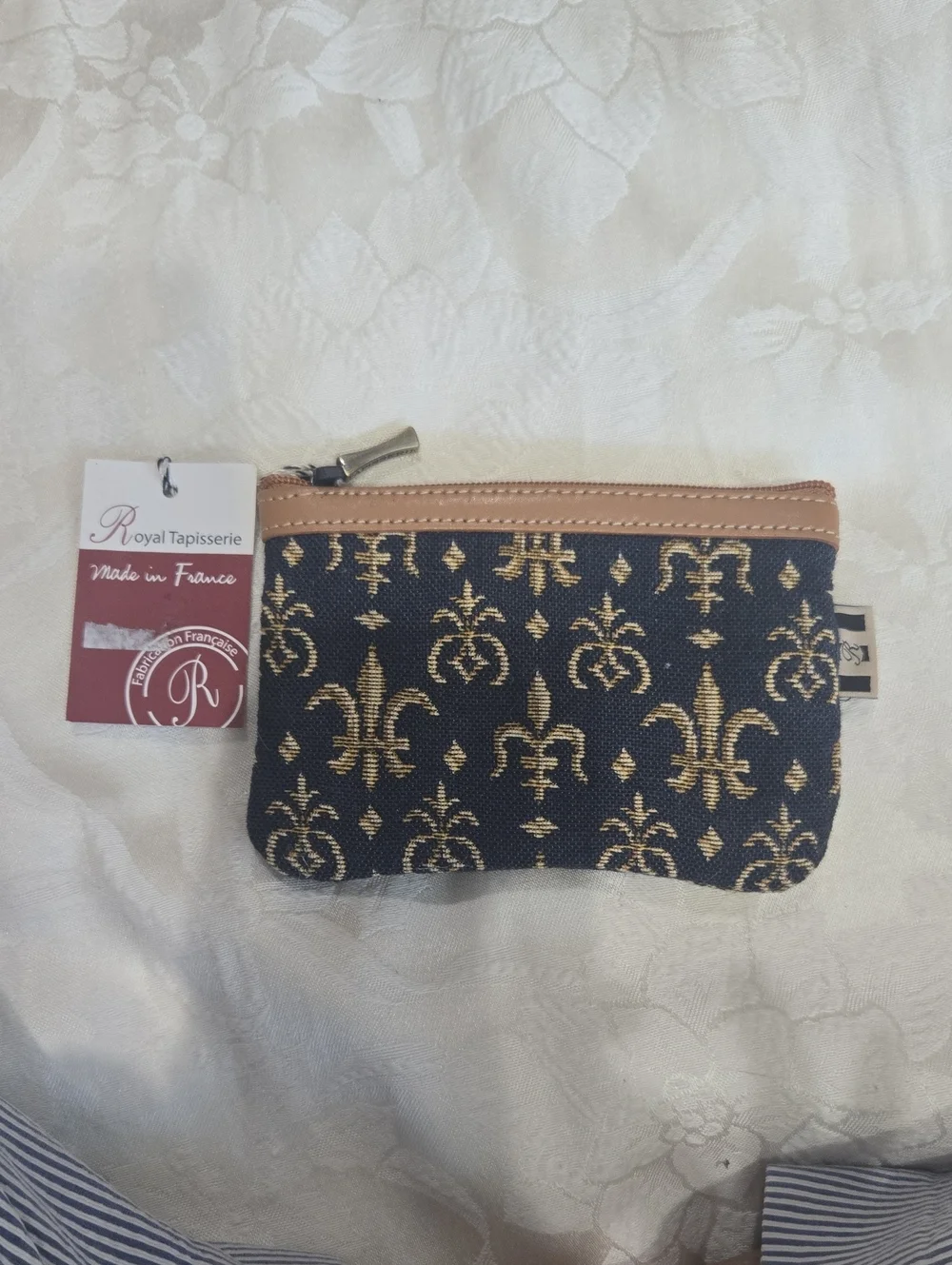 Royal Tapisserie Navy and Gold Jacquard Coin Purse